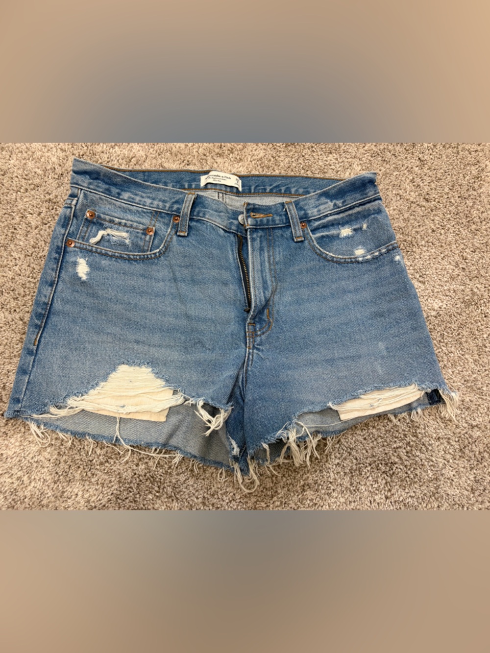 Abercrombie & Fitch Light Blue Ripped Denim Shorts